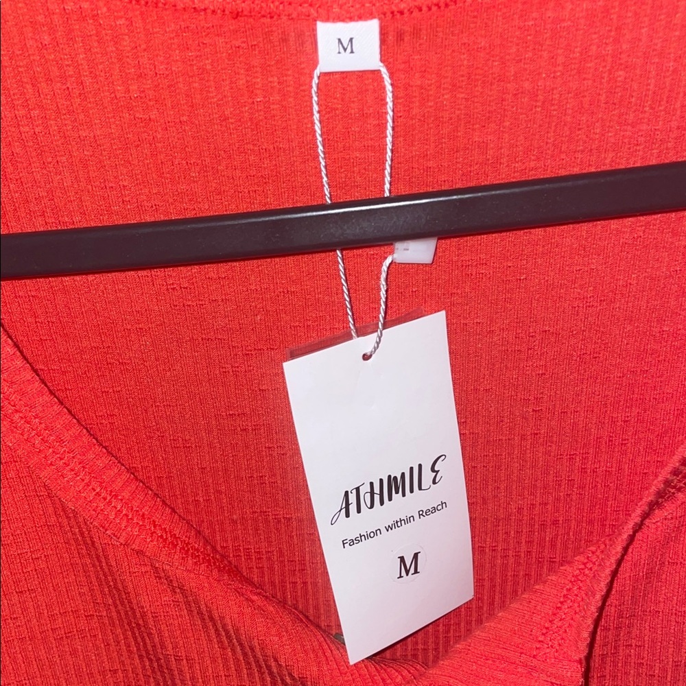 Ladies' Red Ribbed Tank Top - Fit - Picture 3 of 4